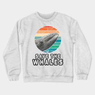 Vintage Retro Style Save The Whales Earth Day Gift Crewneck Sweatshirt